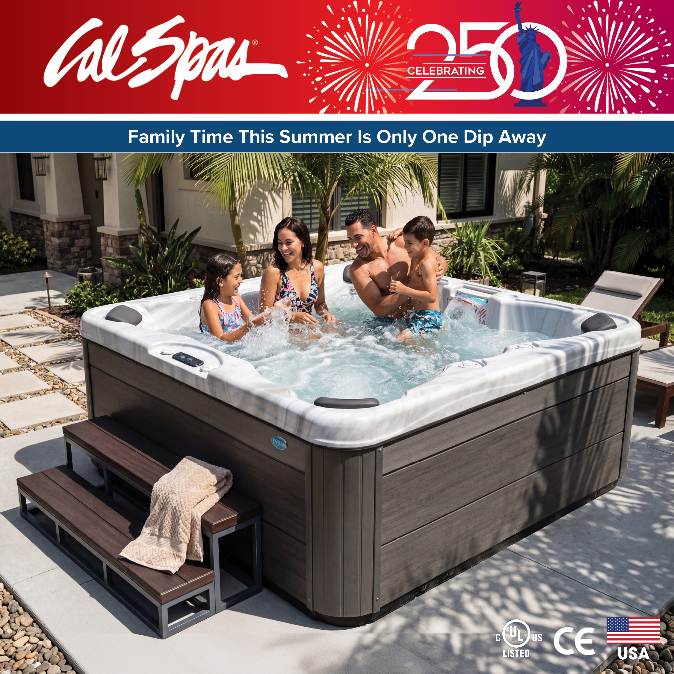 Calspas hot tub being used in a family setting - West Allis